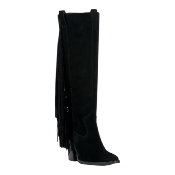 Vince Camuto Pelia Fringe Knee High Boot Black Boots Sz 8.5 - Picture 2 of 4